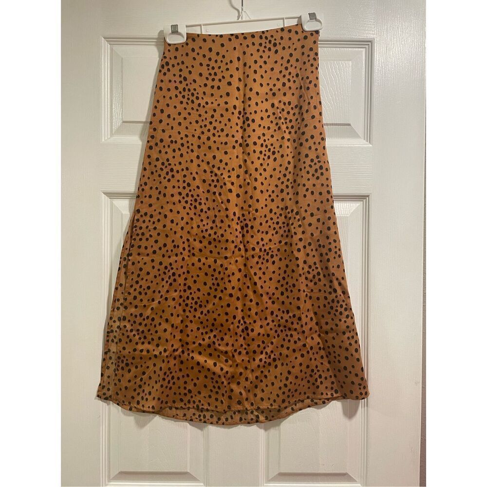 Marine Layer Womens Brown Black Cheetah Print Double Side Slit Midi Skirt Size 0